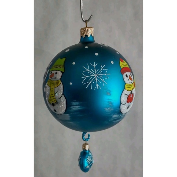 Hand Made/Painted Glass Ornament - "Snowman Dangle" - Made in Poland - Picture 2 of 5